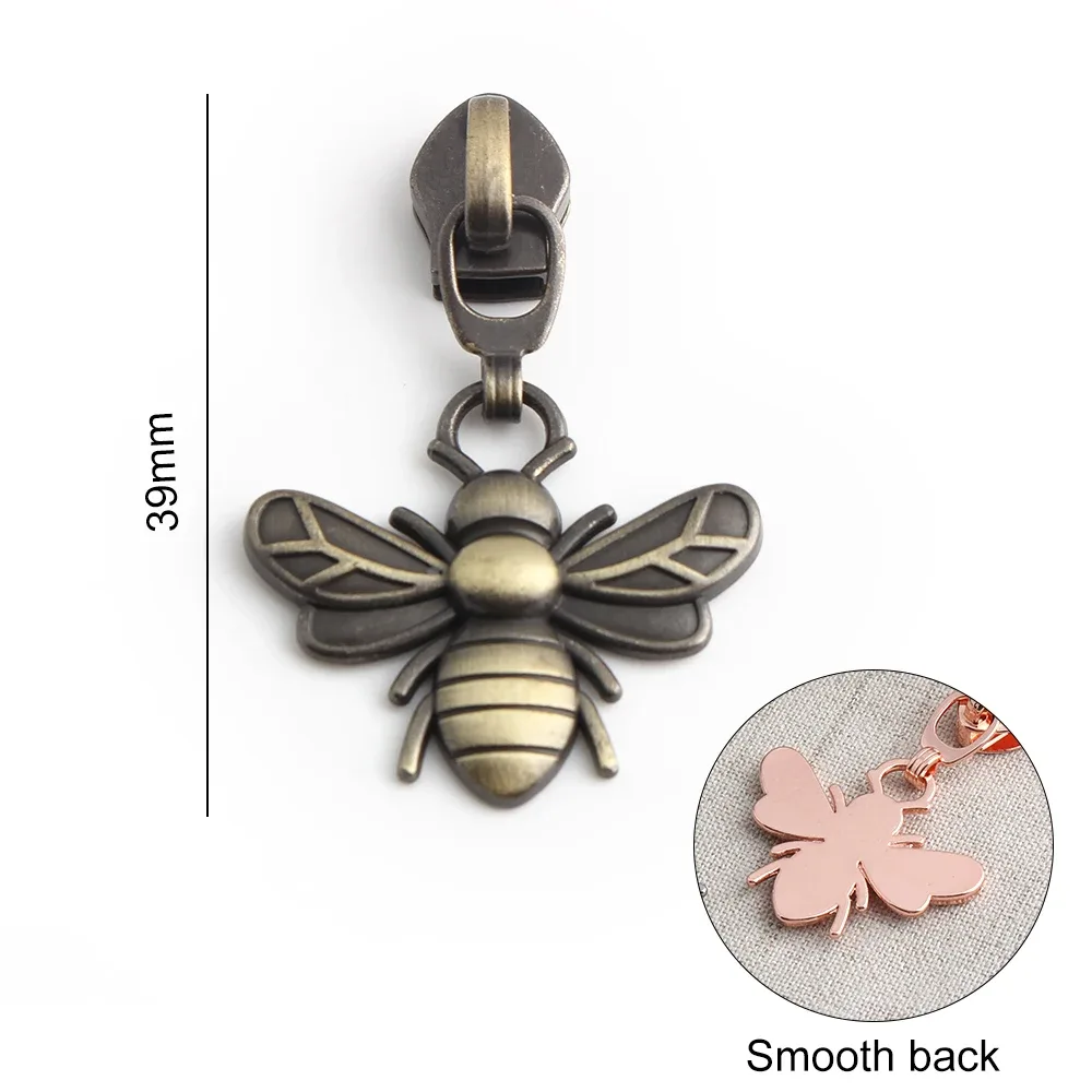 5/10/20 pièces en forme d'abeille 5 #   têtes de fermeture éclair pour fermetures éclair en nylon, tirettes de fermeture éclair pour sacs, vêtements, bagages, kit de réparation, accessoires de couture diy