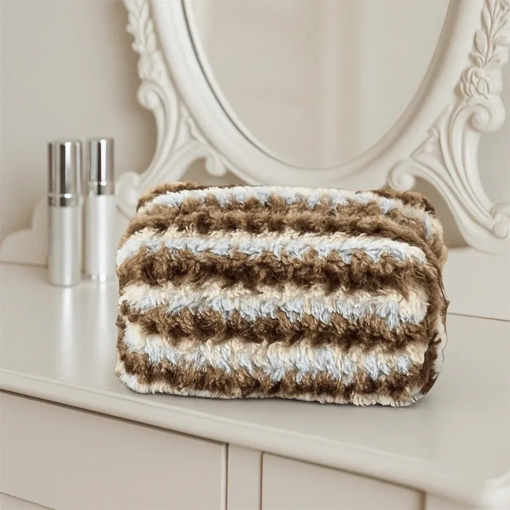 sac à cosmétiques vintage pour femmes, grande capacité, design rayé, trousse de maquillage de voyage, portable, léger, organiseur de maquillage pour usage quotidien