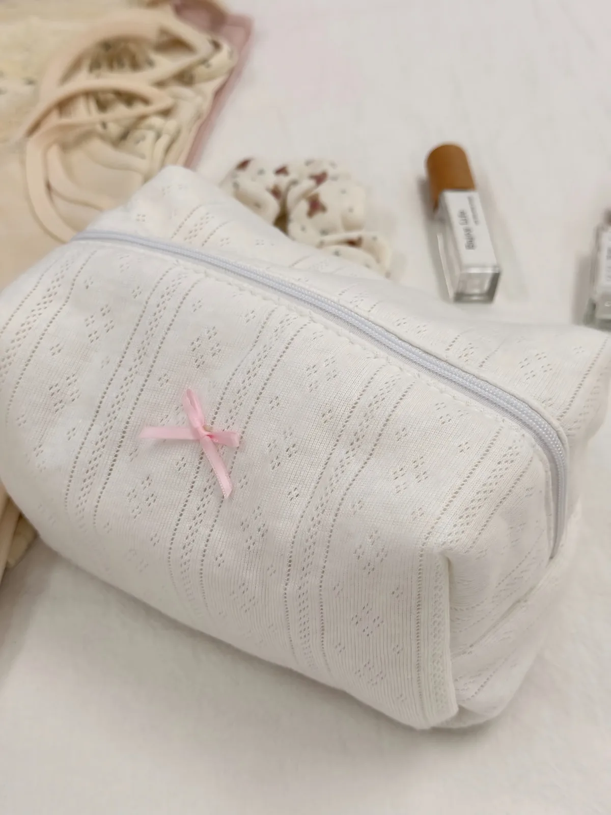mini sac de rangement à imprimé floral pour femmes, sac à crayons rose doux, sac à fermeture éclair solide, trousse de maquillage mignonne, sac rectangulaire pour étudiants, porte-monnaie chic, nouveau