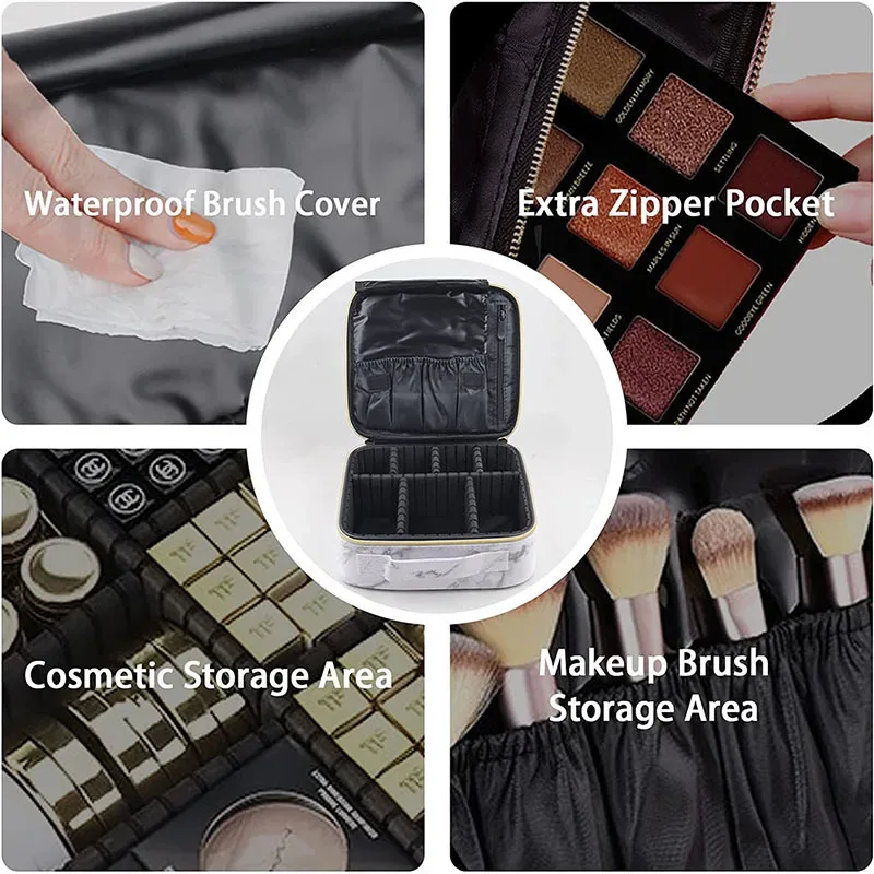 trousse de maquillage portable, boîte professionnelle, sac de rangement de maquillage, sac à cosmétiques étanche pour femmes pour voyage