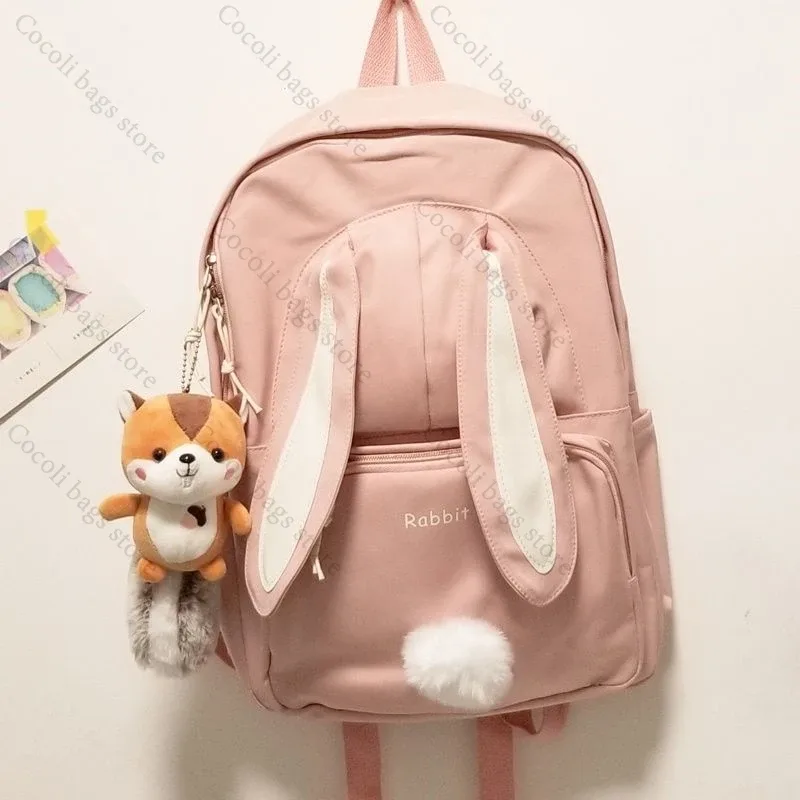 sac à dos oreilles de lapin kawaii pour filles, sac à dos d'école mignon pour filles, sac à dos à usage quotidien en nylon pour la rentrée scolaire