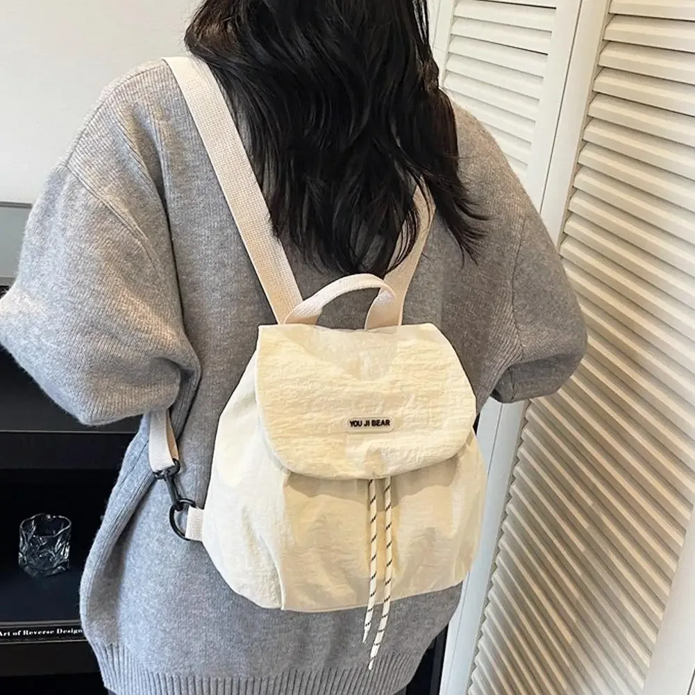 sac à dos en nylon souple avec cordon de serrage, petit sac à dos coréen pour femmes, sac à dos léger de voyage décontracté pour étudiants et navetteurs