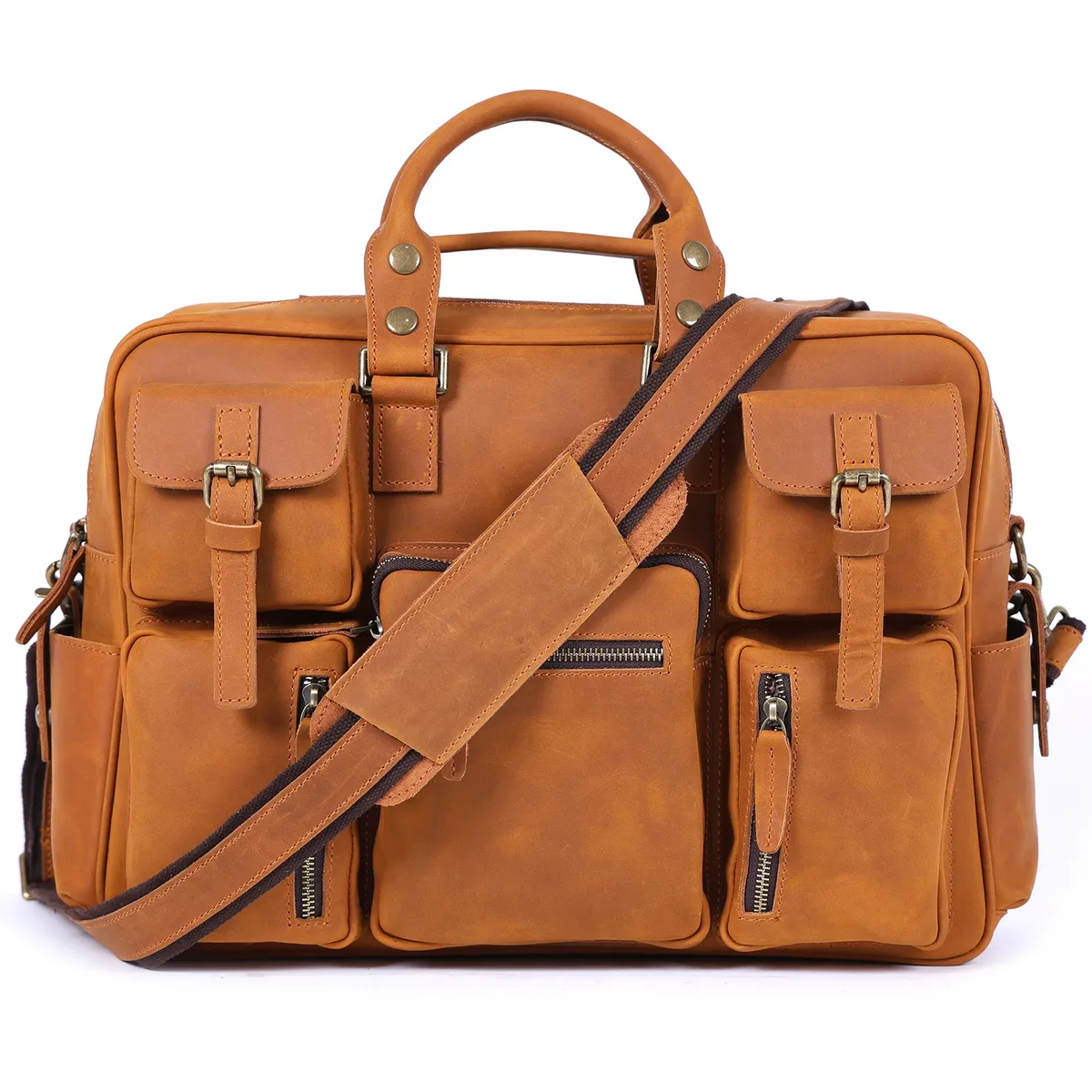 sac à main vintage pour homme en cuir pleine fleur, sac messager pour ordinateur portable 16 pouces, sac de voyage d'affaires en cuir véritable, cuir crazy horse.