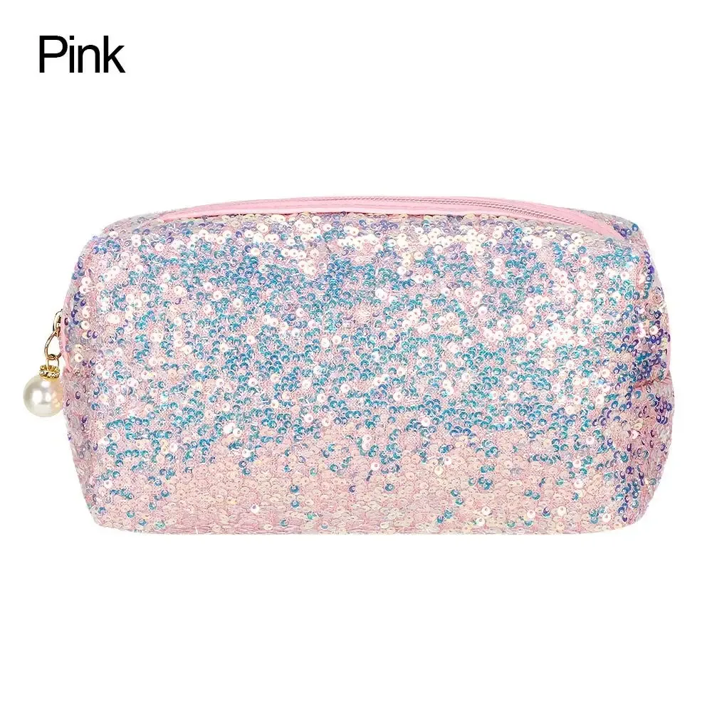 trousse cosmétique à paillettes brillantes pour femmes, trousse de maquillage, trousse de toilette de voyage, pochette de beauté, poudres cosmétiques, mode de fête