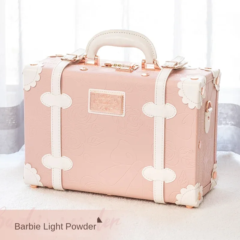 valise vintage fabriquée à la main, mallette d'affaires, mini valise de voyage, étui de maquillage, verrouillage par mot de passe, organisateur de rangement de bagages en cuir