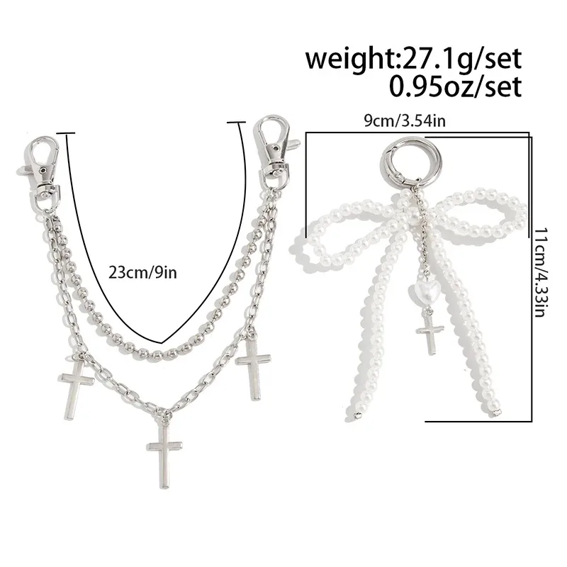 porte-clés tendance en forme de croix pour femmes, pendentif étoile, chaîne de sac, breloque pour sac à dos, porte-clés, accessoires y2k
