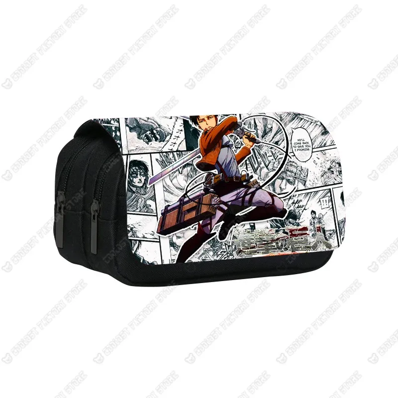 trousse à cosmétiques shingeki no kyojin, sac à stylos, levi eren, boîte à crayons, porte-brosse, étuis scolaires, anime attack on titan