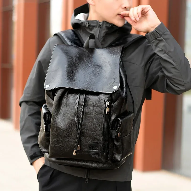 nouvelle mode en cuir souple sac à dos décontracté pour adolescent garçons hommes voyage sac d'école décontracté sac à dos preppy collège mochila mâle