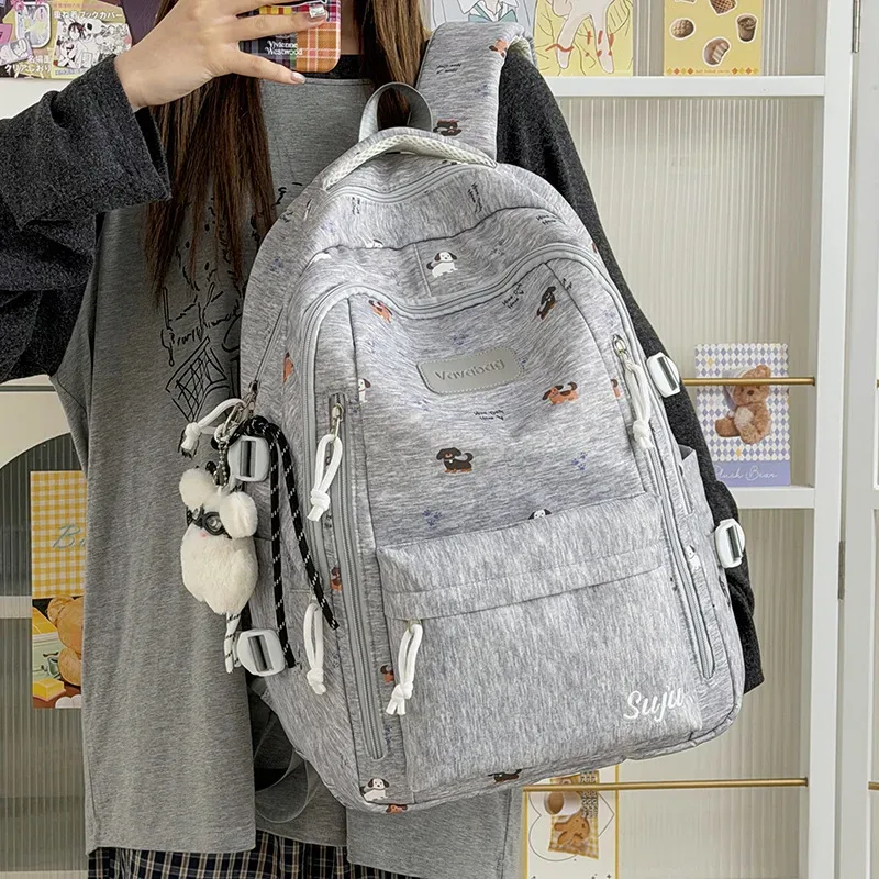 nouveau sac à dos grande capacité imprimé chien de dessin animé, sac à bandoulière pour filles du primaire et du secondaire, sac à dos de voyage pour ordinateur portable, sac d'école