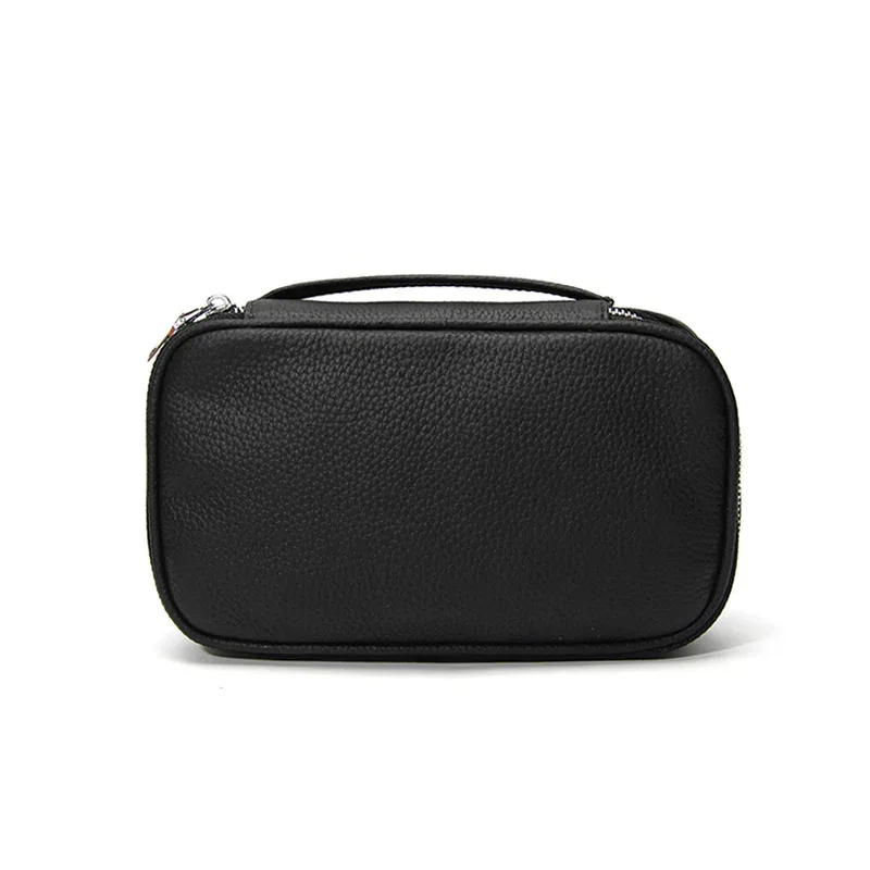 trousse de toilette de voyage en cuir de vachette grande capacité personnalisable avec nom, sac cosmétique zippé de luxe simple pour femme, trousse de maquillage tendance personnalisée pour dames