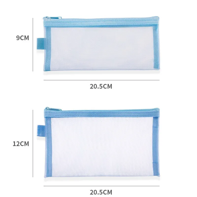 sacs à cosmétiques de voyage en maille transparente simple, sac de rangement cosmétique, étui à crayons à fermeture éclair transparente, poudres de maquillage en nylon, portable, nouveau