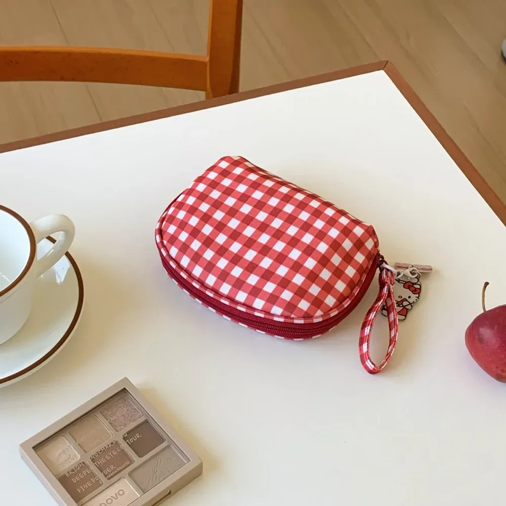 nouvelle trousse de maquillage rouge à carreaux, trousse de toilette portable multi-tailles, pochette cosmétique pour femmes
