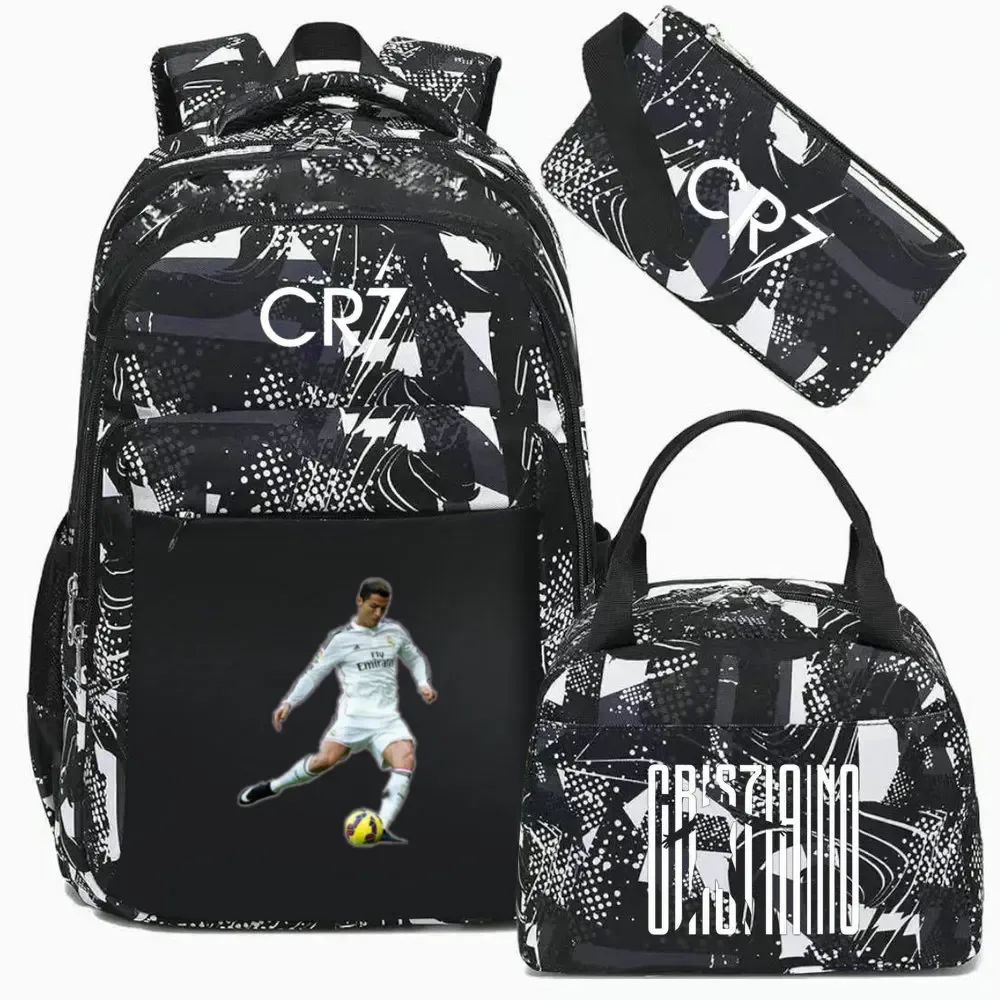 sac à dos pour ordinateur portable cr7, pour femmes et hommes, sacs à dos décontractés pour le sport et le football, sac à dos oxford pour femmes, sac d'école pour hommes, sac de voyage, mochilas 3 pièces