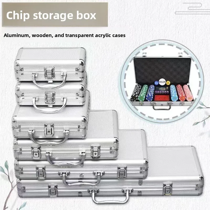 boîte à jetons en alliage d'aluminium, boîte à outils à coins arrondis, boîte d'emballage anti-choc, type abs300, étui de rangement pour jetons de monnaie argentée