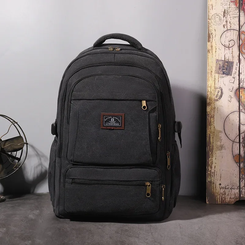 sac à dos rétro en toile pour hommes, sac de voyage en plein air, grande capacité, épais et durable, unisexe, pour ordinateur portable d'étudiant