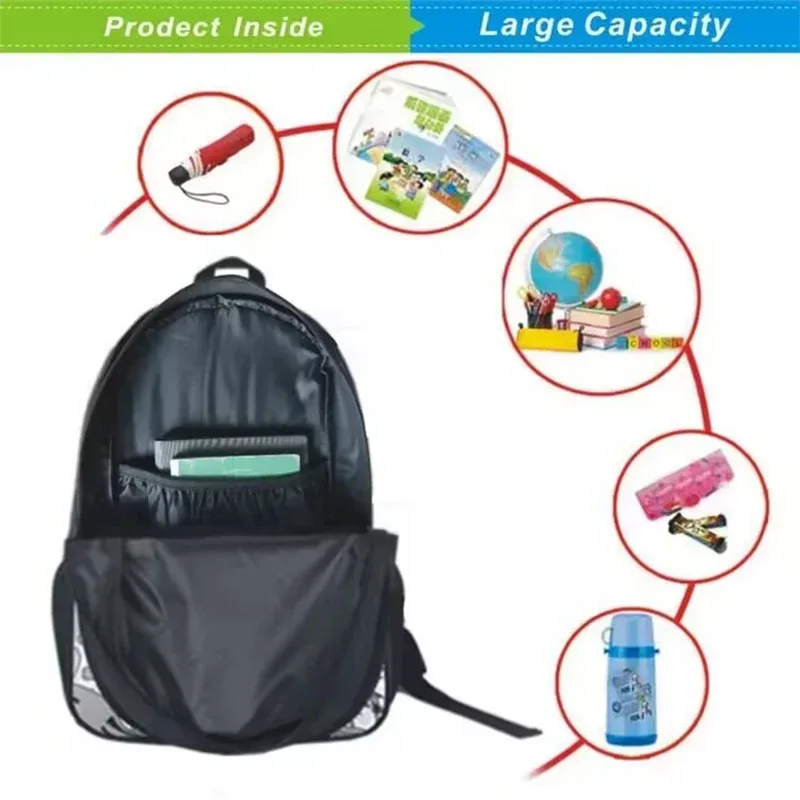 sac à dos scolaire pour enfants avec poche avant pour les 6-10 ans, sac d'école imprimé anime pokermom de grande capacité pour garçons et filles