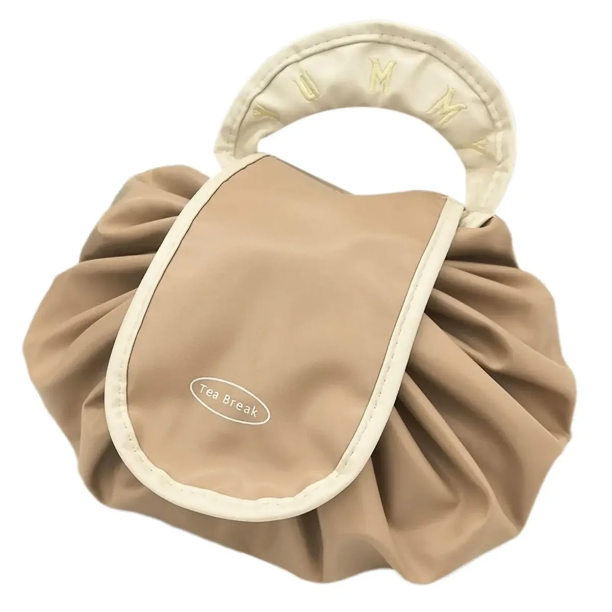 sac à cosmétiques à cordon de serrage de grande capacité pour femmes, pochette de rangement portable pour articles de toilette de voyage à la mode pour un usage quotidien
