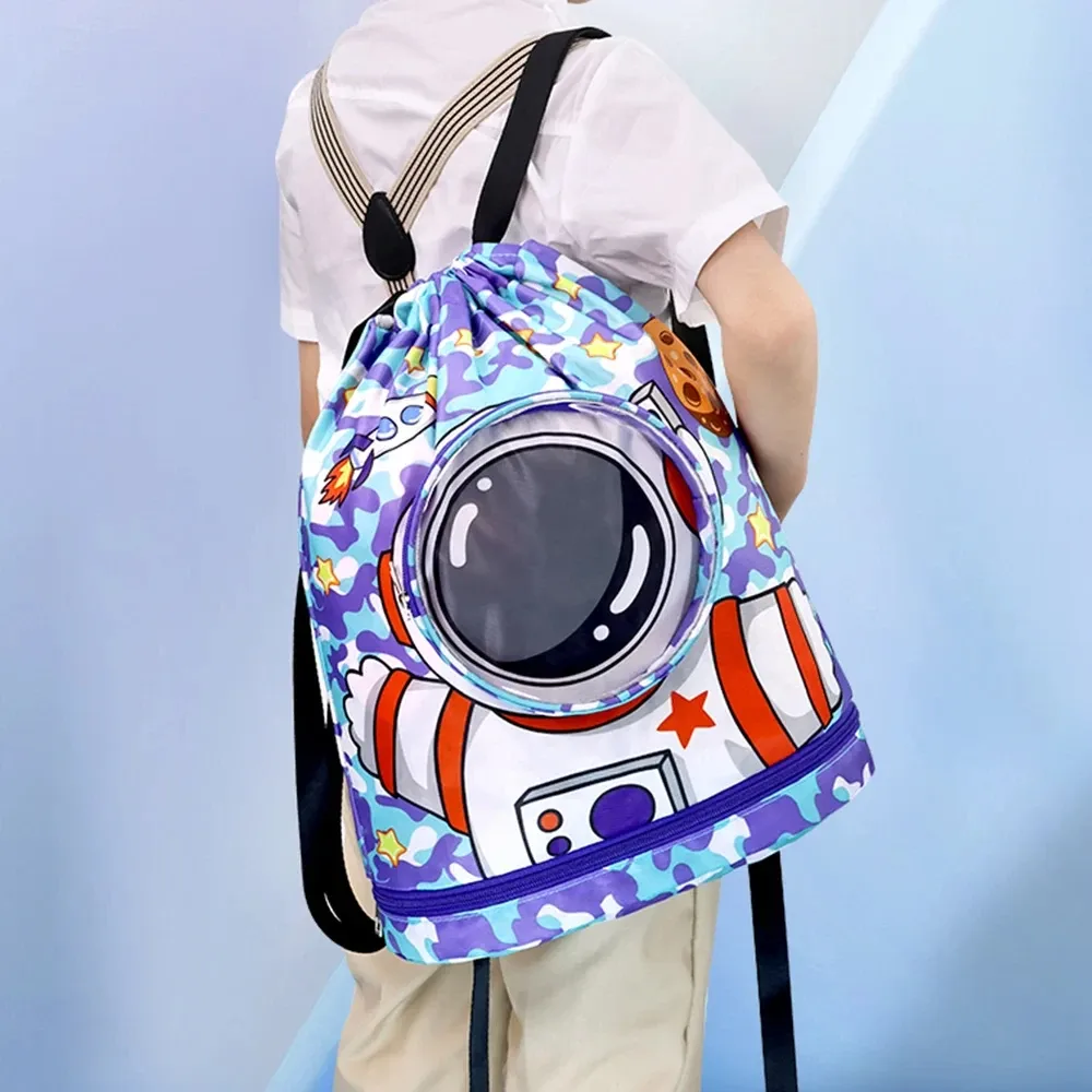 sac de natation de dessin animé étanche pour enfants, support pour vêtements secs pour femmes avec chaussures, stockage de lunettes, poudres, sac à dos de sport de piscine