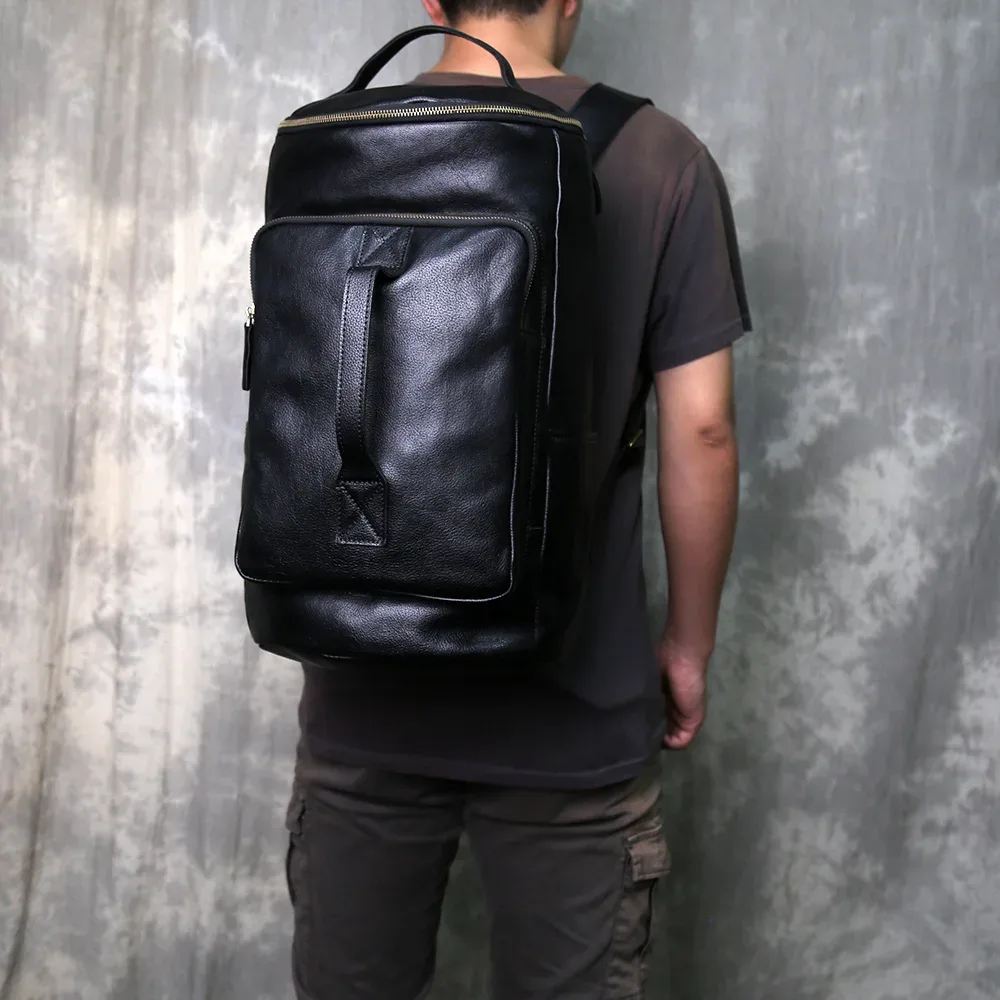 sac à dos en cuir véritable tendance jlfgpj pour hommes, grande capacité, en cuir de vachette de première qualité, forme de seau, sac simple pour ordinateur