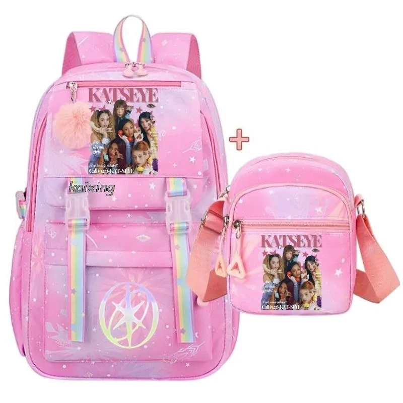 sacs à dos katseye avec imprimé amusant pour étudiants, sacs à dos pour la rentrée scolaire, sacs d'école grande capacité, sacs à dos de voyage pour l'extérieur