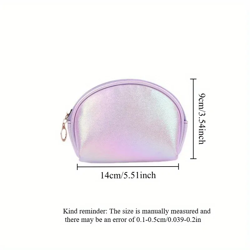 sac en forme de coquille, mini sac de maquillage, pochette cosmétique portable avec fermeture éclair pour femmes, rangement de voyage pour articles de toilette et organisateur de petits objets.
