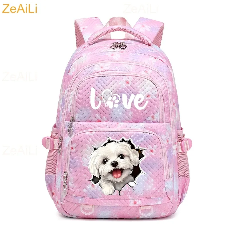sac à dos imperméable décontracté à thème chat et chien pour femmes, sac de voyage, cartable pour adolescentes, sac à livres, mochila