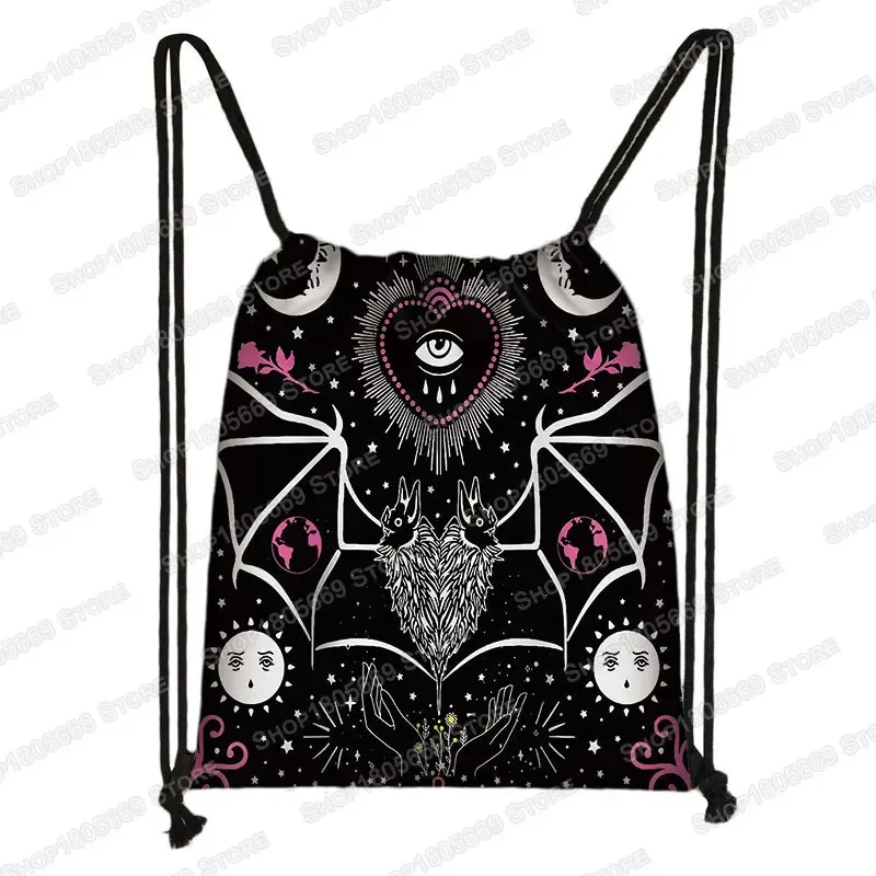 sac à dos gothique imprimé vampire bat ghost, sacs à cordon, sacs à bandoulière pour femmes et hommes, porte-chaussures de voyage