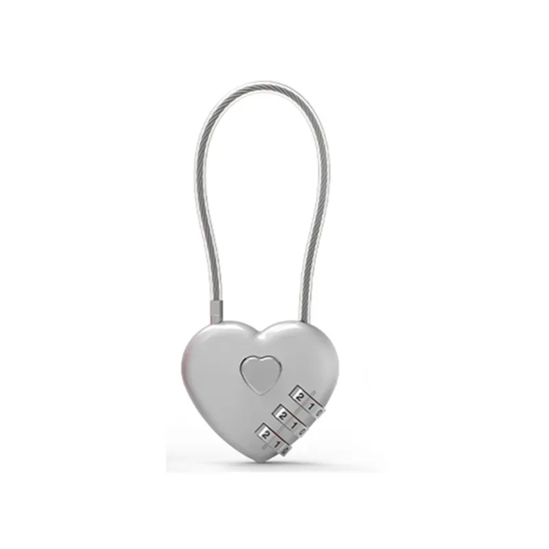 nouveau cadenas à combinaison à 3 chiffres en forme de cœur, cadenas à code pour sac, cadenas concentrique