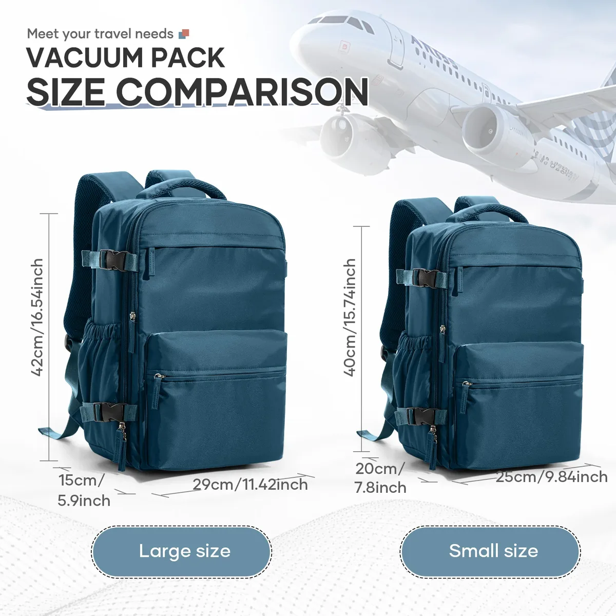 sac de cabine ryanair 40x30x20, sac à dos de compression sous vide pour homme, bagage à main, sac à dos pour ordinateur portable, sac de rangement sous vide pour vêtements 42x29x15