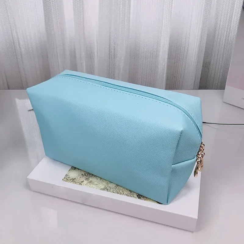 sacs à cosmétiques en cuir pu avec fermeture éclair pour femme, trousse de maquillage, étui à rouge à lèvres, trousses de toilette étanches, petit et grand, mode féminine, 1pc