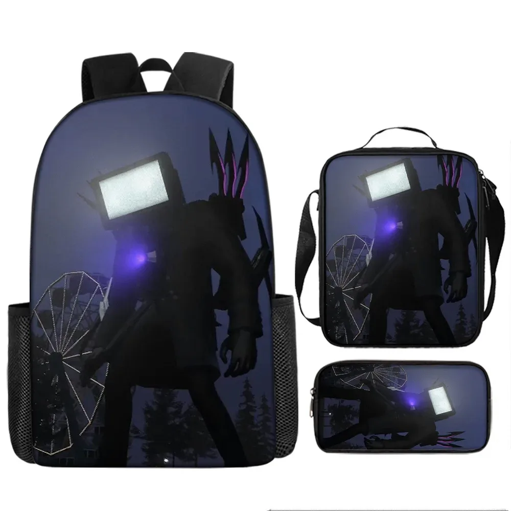 sacoche de livre et de stylo pour étudiants, 3 pièces, toilette, haut-parleur titan, caméraman, sac à dos titan clockman