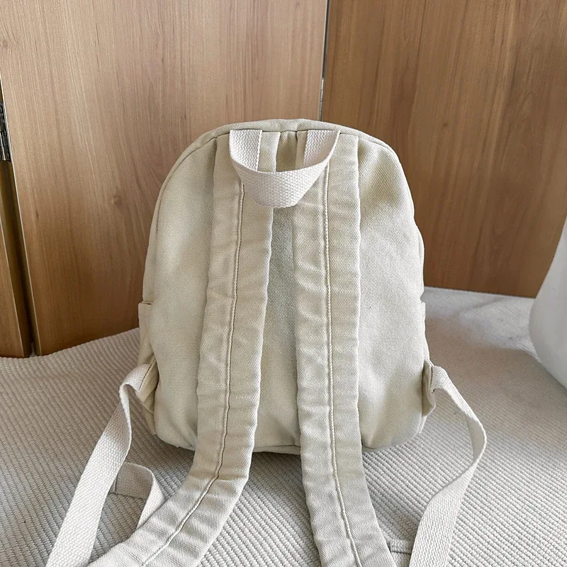 petits sacs à dos en toile solide pour femmes, 100% coton, petits sacs de loisirs ou de voyage, sacs d'école en tissu mignon pour enfants, paquet vert à bandoulière