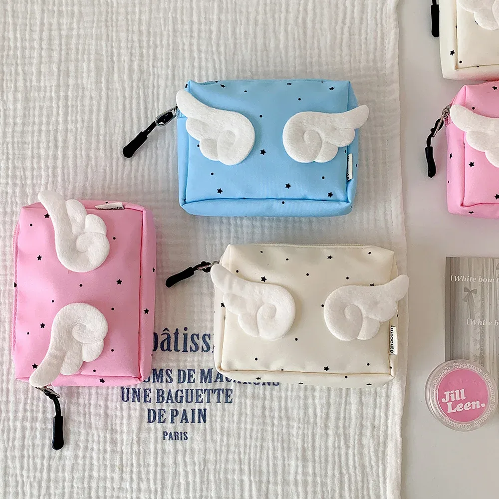 mini pochette de maquillage élégante, pochette kawaii, sac de rangement mignon, sac de rangement portable adorable pour articles de toilette scolaires, sac à main