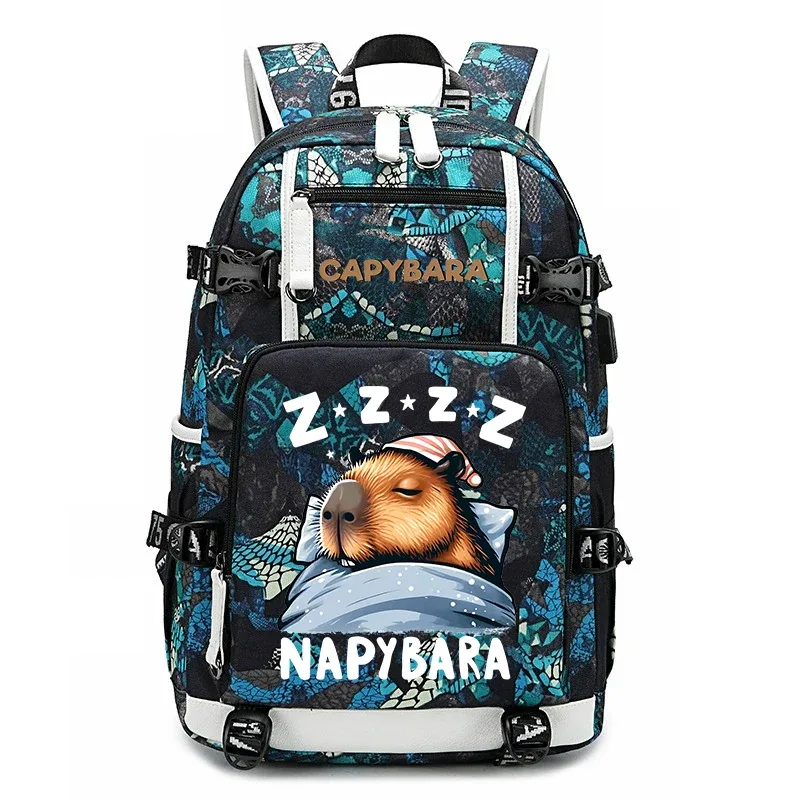 sac à dos d'étudiant à grande capacité avec imprimé de capybara, pour garçons et filles, sac de voyage décontracté, sac d'école léger et durable, utilisation quotidienne