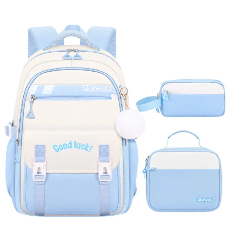 3 pièces/ensemble enfants école sac à dos pour les filles avec boîte à déjeuner porte-crayon ensemble primaire primaire moyen lycée école sacs à livres