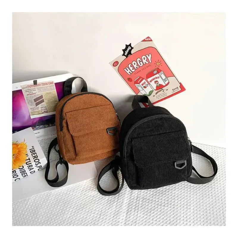 mini sac à dos en velours côtelé, tendance, mignon, pour étudiants, maquillage et trajets quotidiens