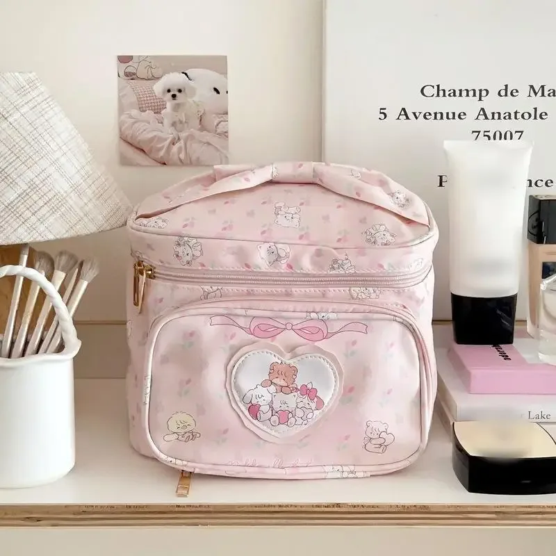 sac de maquillage princesse mignon, sac de rangement portable pour sortir, fourre-tout carré de grande capacité pour les voyages d'affaires, nouvelle collection 2025