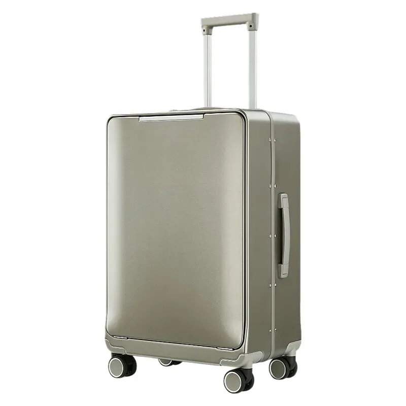 valise aérospatiale en aluminium à ouverture frontale avec serrure tsa 360 ° spinner wheels bagage de cabine de voyage d'affaires à accès rapide