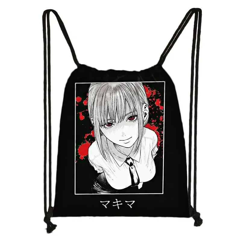 sac à dos de voyage avec tronçonneuse pour homme et femme, imprimé de proximité, denji pochita makima manga harajuku
