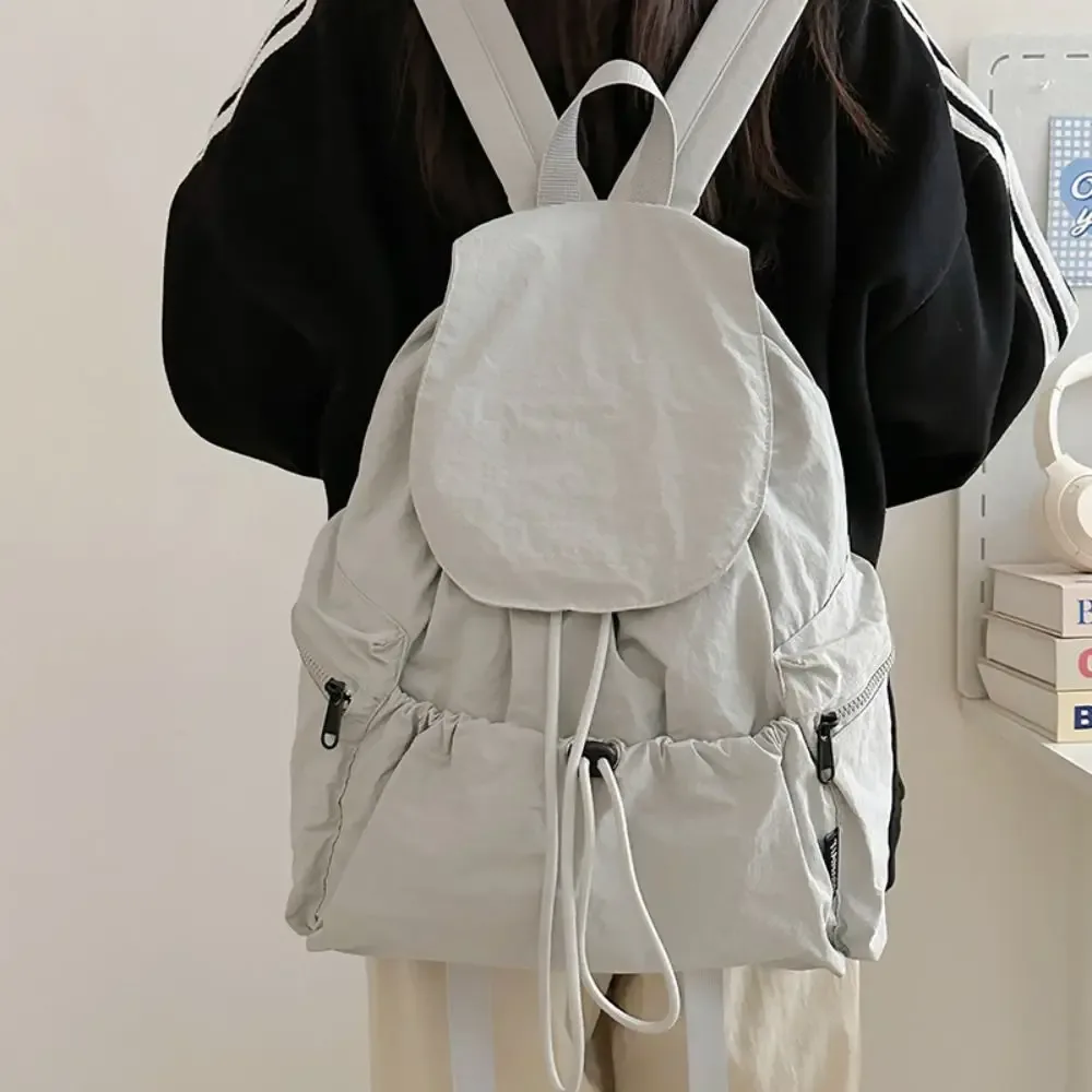 sac à dos de voyage léger et décontracté, style coréen, en nylon, avec cordon de serrage, étanche, grande capacité, cartable pour étudiants et adolescents