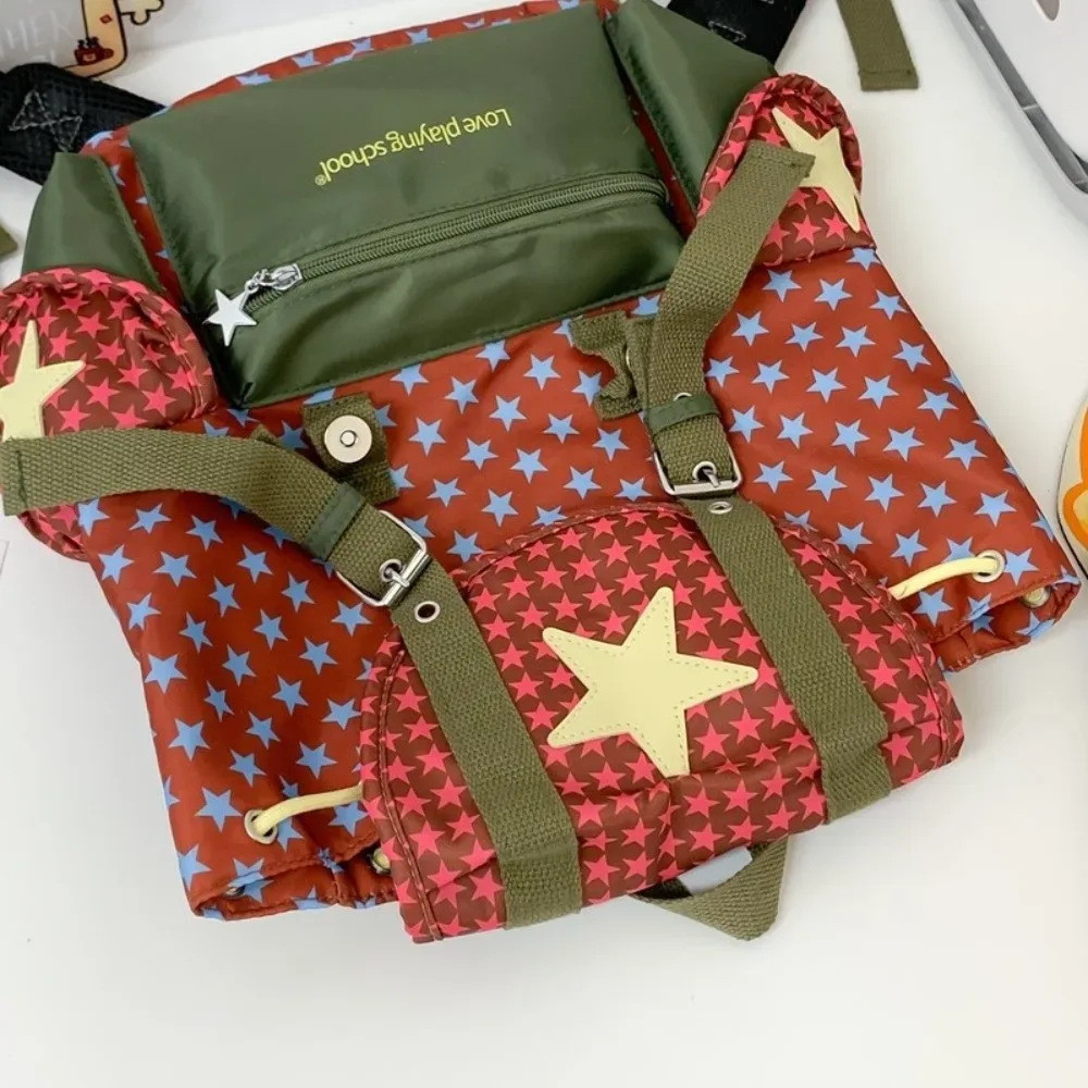 sac à dos lucky star mignon et spacieux, style coréen, multi-poches, sac à dos à cordon de serrage, sac d'école y2k en nylon, sac de randonnée et de camping pour étudiants
