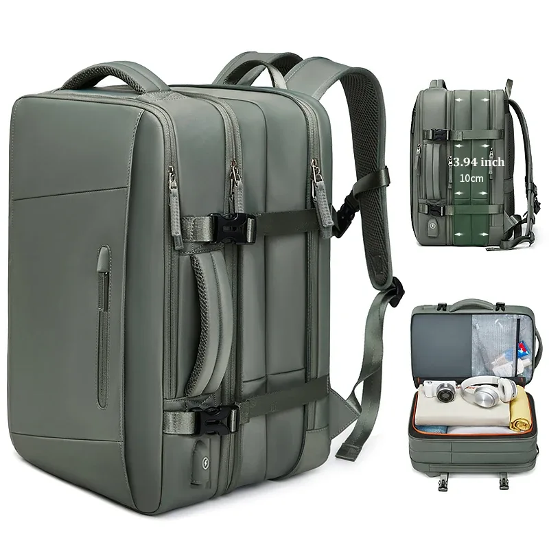 sac à dos de voyage pour hommes et femmes, extensible, 39l, pour randonnée, ordinateur portable, chargement usb, 17 pouces, étanche, pour l'école