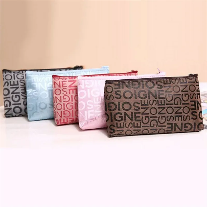 femmes sac cosmétique portable mignon multifonction beauté fermeture éclair voyage lettre sacs de maquillage pochette organisateur de toilette support de toilette