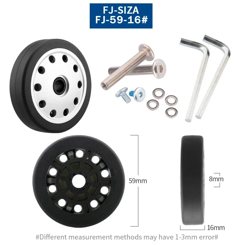 roues de rechange pour valise à bagages, axes od 36-50mm, noir de luxe avec vis, adaptées à une roulette pivotante de valise de 18 à 26 pouces