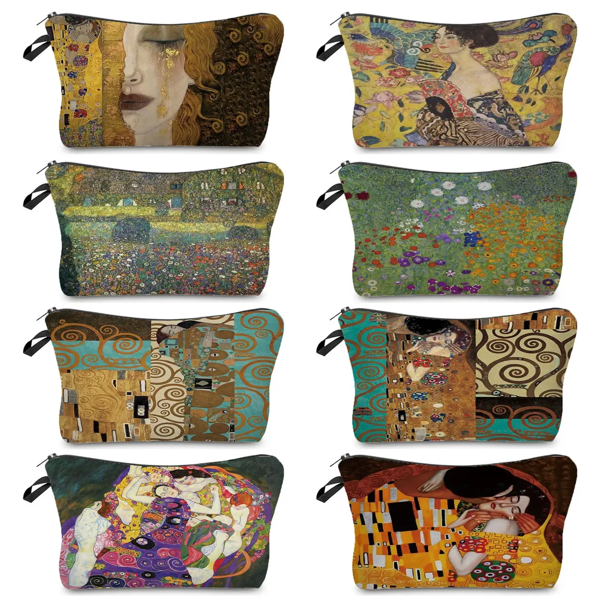sacs à cosmétiques personnalisés pour femmes, trousse de maquillage, étuis à crayons multifonctions, peinture à l'huile, grilles de larmes, gustability klimt, mode pour dames