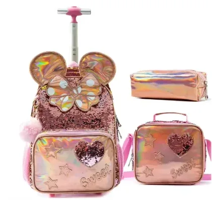 sac à roulettes pour enfants, sac à dos à roulettes pour filles, sac à roulettes pour l'école primaire, bagages à roulettes pour filles