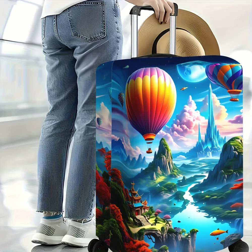 1 housse de bagage dreamscape pour bagages de 18 à 32 pouces ; un accessoire de voyage anti-poussière et résistant avec motif montgolfière