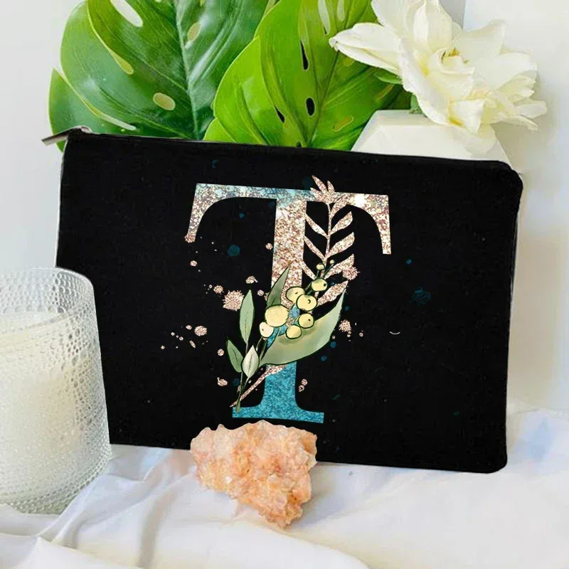 sacs à fermeture éclair pour maquillage initial dégradé, pochette de voyage pour toilettes, rouge à lèvres, enterrement de vie de jeune fille, pochette cosmétique pour demoiselle d'honneur