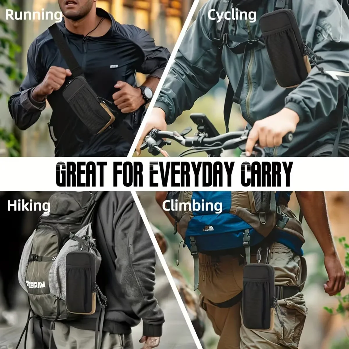 pochette extensible pour téléphone portable pour sports de plein air, pochette de rangement durable en oxford pour la chasse, fixation pour sac à dos et gilet tactique