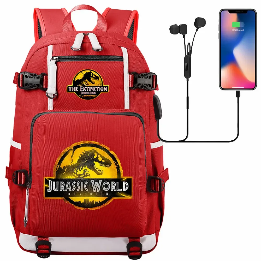 jurassic park world dinosaure sac à dos usb grande capacité étudiant mochila femmes hommes ordinateur portable garçon fille enfants retour à l'école livre sacs